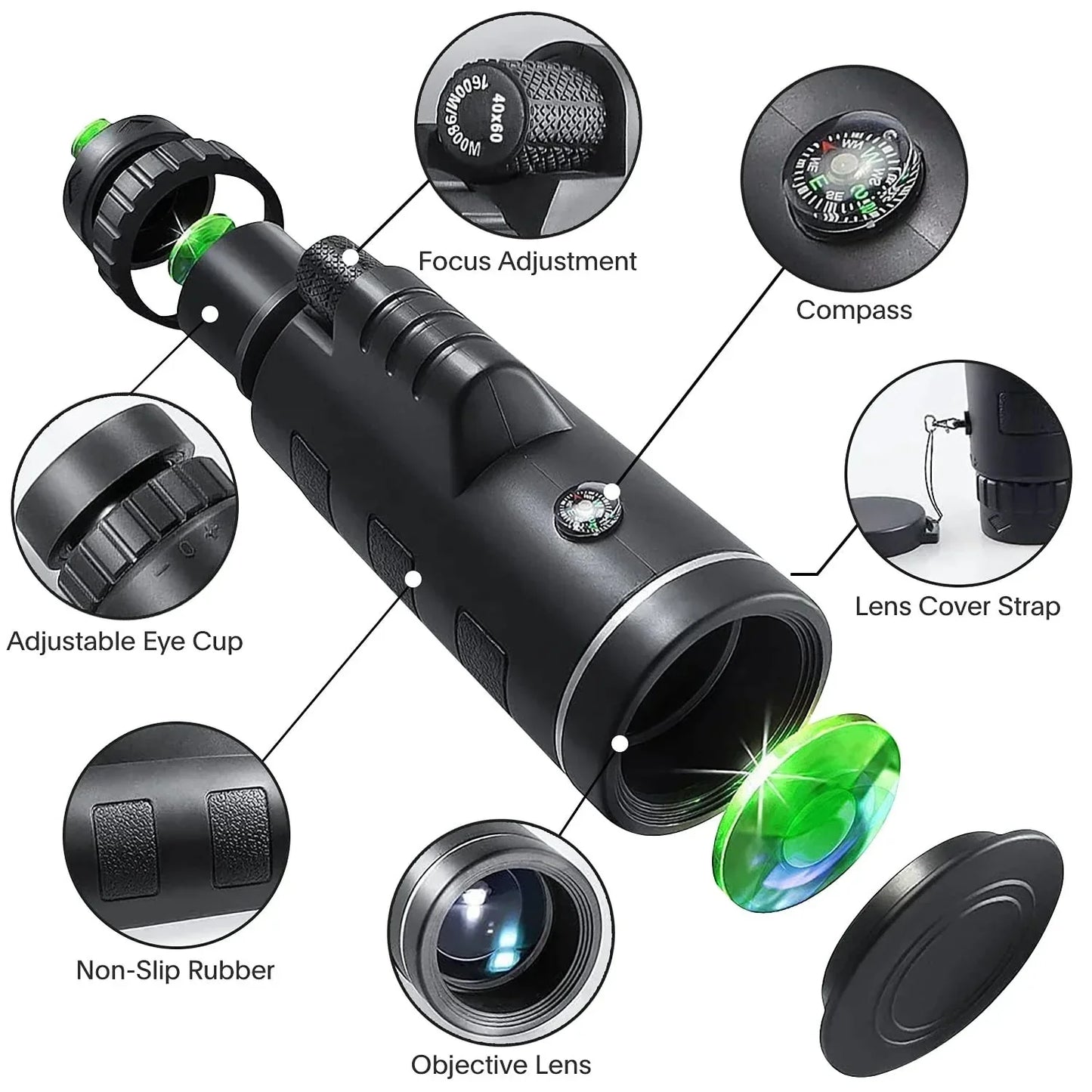 Telescopio Monocular ULTRAPOWER™ + SOPORTE y TRIPODE para móvil de REGALO