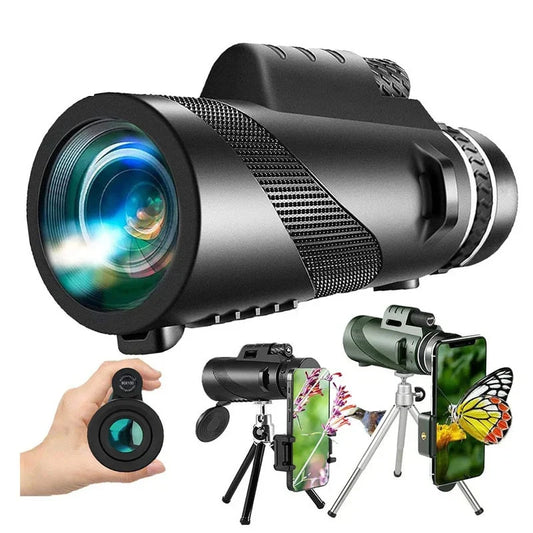 Telescopio Monocular ULTRAPOWER™ + SOPORTE y TRIPODE para móvil de REGALO